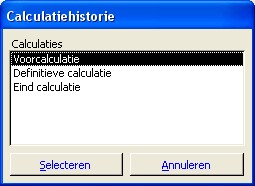 PAC Calculatie historiekeuze